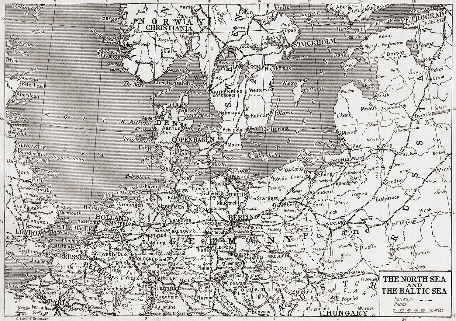 Map of the North Sea and Baltic Sea, 1914.